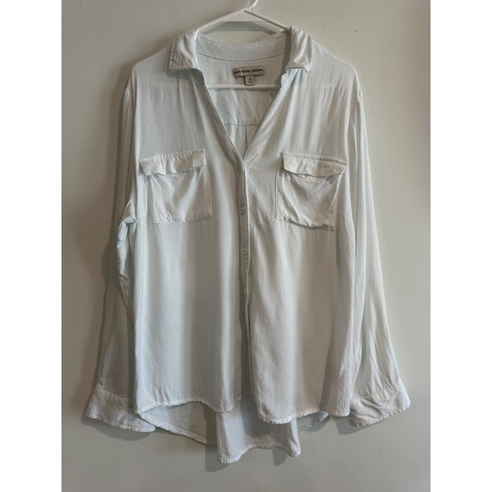 Coastal Grandma Alexander Jordan‎ Roll Tab Button Womens XL White Utility Blouse